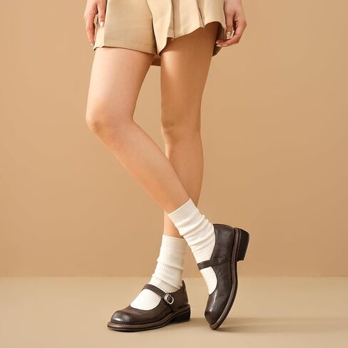 أحذية BEAU TODAY Mary Jane للسيدات، أحذية Mary Janes المسطحة، أحذية باليه مسطحة من الجلد بمقدمة مربعة أنيقة، أحذية مسطحة بحزام الكاحل مريحة للعمل للنساء الأنيقة in Kuwait