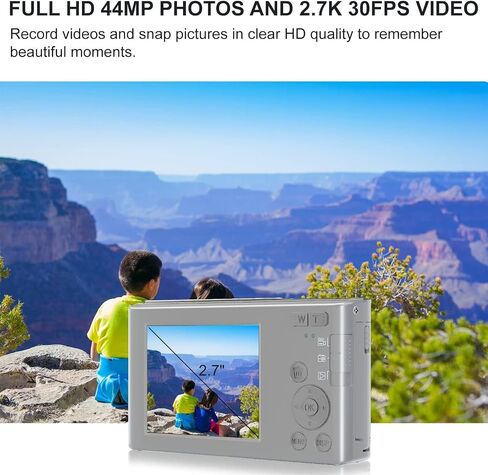 Digital Camera, FHD 1080P Kids Camera 44MP Point and Shoot Digital Cameras with 64GB SD Card, 16X Zoom, Batteries, Lanyard, Compact Small Camera for Kids Boys Girls in Kuwait