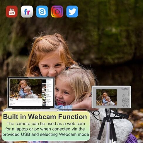 Digital Camera, FHD 1080P Kids Camera 44MP Point and Shoot Digital Cameras with 64GB SD Card, 16X Zoom, Batteries, Lanyard, Compact Small Camera for Kids Boys Girls in Kuwait