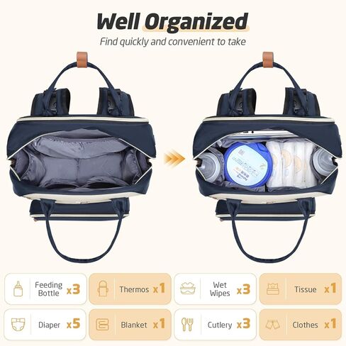 Diaper Bag Backpack, Extra Large Baby Diaper Bag for 2 Kids Twin | Travel Diaper Backpack for Mom Dad, 25-37L Expandable, with Changing Pad, Insulated Pocket, Earphone Hole, Apricot Black in Saudi Arabia