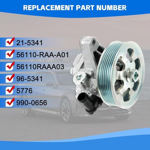 21-5456 مضخة توجيه كهربائية مع بكرة تناسب Honda-Civic 1.8L 2006 2007 2008 2009 2010 2011، استبدل OE 55-5822، 21-5456، 56110-RNA-A01، 36-215668 in Saudi Arabia