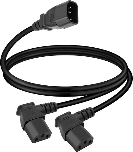 GELRHONR IEC320 C14 to two C13 PDU power extension cords, C14 male to 90 degree double curved C13 female power cords for computers, LED high definition TV monitors and scanners, etc (Right Angle 0.5M) in Saudi Arabia