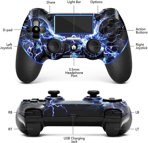 وحدة تحكم لاسلكية AceGamer لجهاز PS4، تصميم مخصص باللون الأبيض مع ضوء RGB، وبطارية 1000 مللي أمبير في الساعة ومقبس صوت 3.5 مم، وعصا تحكم V2 Gamepad متوافقة مع PS4/Slim/Pro وأجهزة الكمبيوتر التي تعمل بنظام Windows! (الإضاءة البيضاء) in Saudi Arabia