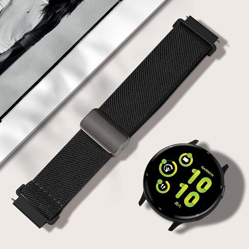 حلقة منفردة منفردة مقاس 20 مم مغناطيسي متوافق مع Garmin Vivoactive 5/Vivoactive 3 فرق مشاهدة ، استبدال حزام الرياضة المرن لـ Venu SQ 2/Venu SQ/Venu/Forerunner 55/165/245/645 in Kuwait