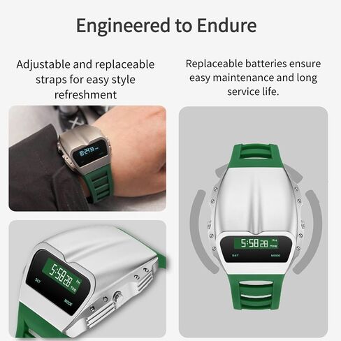 Unique Metal Watch, OLED Mens Digital Watches, Lift-to-Wake Screen, Silicone or Stainless Steel Strap, 30M Waterproof in Saudi Arabia