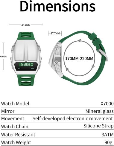 Unique Metal Watch, OLED Mens Digital Watches, Lift-to-Wake Screen, Silicone or Stainless Steel Strap, 30M Waterproof in Saudi Arabia