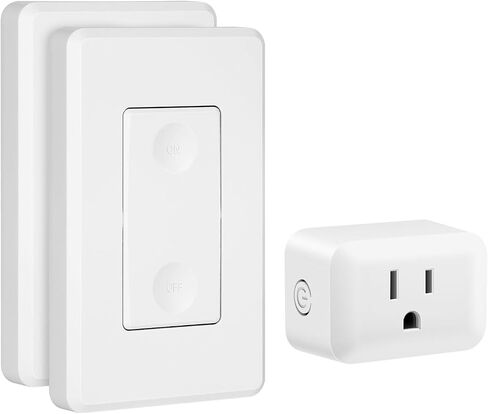 DEWENWILS Wireless Light Switch, Remote Control Outlet Switch for Lamps, Lights, Fans and Household Appliances, 100 FT RF Signal, No Wiring Needed, 15A/1875W, FCC Listed in Saudi Arabia