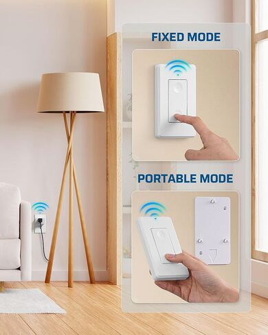 DEWENWILS Wireless Light Switch, Remote Control Outlet Switch for Lamps, Lights, Fans and Household Appliances, 100 FT RF Signal, No Wiring Needed, 15A/1875W, FCC Listed in Saudi Arabia