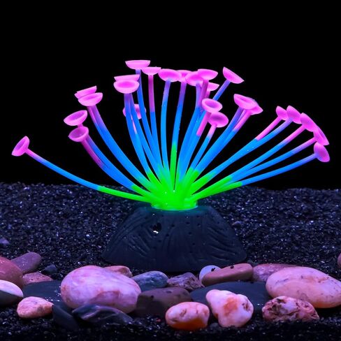 Dynamic Glow in The Dark Aquarium Decorations: Unleashing Visual Effects with Soft Silica Gel, Changing Lights, and Colorful Glowing Coral Ornaments for Enchanting Fish Tank Decor in Saudi Arabia