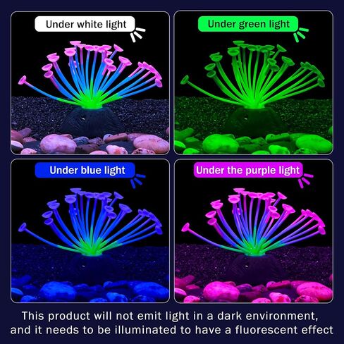 Dynamic Glow in The Dark Aquarium Decorations: Unleashing Visual Effects with Soft Silica Gel, Changing Lights, and Colorful Glowing Coral Ornaments for Enchanting Fish Tank Decor in Saudi Arabia