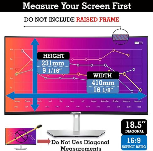 [2 Pack] 19 Inch Privacy Screen Filter for Computer Widescreen 16:10 Monitor - Privacy Shield, Anti-Glare and Blue Light Blocking Protector in Kuwait