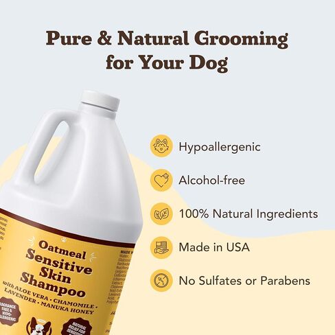 Natural [Dog] Company Oatmeal Sensitive Skin Shampoo, 12 oz., Dandruff Shampoo, Hypoallergenic, Plant Based Ingredients, Bathing Supplies, Itchy [Skin] relief for [Dog]s in Saudi Arabia