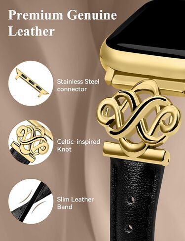 Wearlizer Slim Leather Band Compatible with Apple Watch Bands Women 38/40/41/42/44/45/46/49mm, Fancy Dressy Designer Thin Strap with Celtic Knot for iWatch Series 10 9 Ultra SE 8 7 6 5 4 3 2 1 in Saudi Arabia