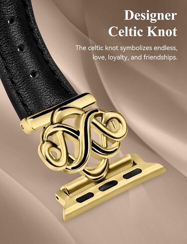 Wearlizer Slim Leather Band Compatible with Apple Watch Bands Women 38/40/41/42/44/45/46/49mm, Fancy Dressy Designer Thin Strap with Celtic Knot for iWatch Series 10 9 Ultra SE 8 7 6 5 4 3 2 1 in Saudi Arabia