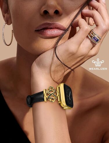 Wearlizer Slim Leather Band Compatible with Apple Watch Bands Women 38/40/41/42/44/45/46/49mm, Fancy Dressy Designer Thin Strap with Celtic Knot for iWatch Series 10 9 Ultra SE 8 7 6 5 4 3 2 1 in Saudi Arabia