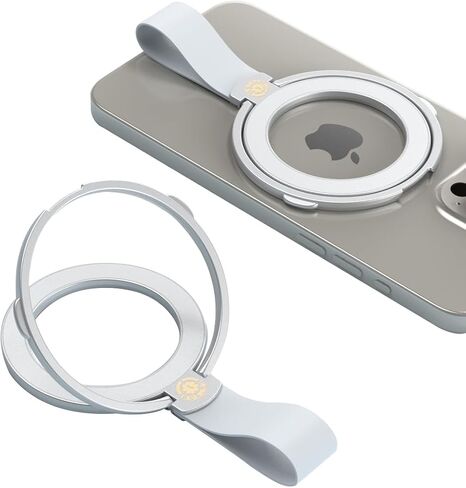 Ultra Thin Magnetic Iron Ring Phone Holder 360 Rotatable Silicone Finger Loop Strap Removable Adjustable Finger Grip Kickstand Durable and Lightweight Design Compatible All iPhone Mini Pro Max, Silver in Saudi Arabia