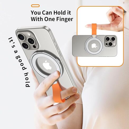 Ultra Thin Magnetic Iron Ring Phone Holder 360 Rotatable Silicone Finger Loop Strap Removable Adjustable Finger Grip Kickstand Durable and Lightweight Design Compatible All iPhone Mini Pro Max, Silver in Saudi Arabia