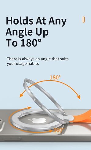 Ultra Thin Magnetic Iron Ring Phone Holder 360 Rotatable Silicone Finger Loop Strap Removable Adjustable Finger Grip Kickstand Durable and Lightweight Design Compatible All iPhone Mini Pro Max, Silver in Saudi Arabia