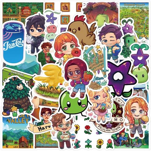 50Pcs Stardew Valley Merch Stickers, Funny Game Vinyl Waterproof Stickers for Laptop,Water Bottle,Phone,Car,Bumper, Decals Gifts for Kids Teens Adults for Party Favors Supplies Decor (Colourful) in Saudi Arabia