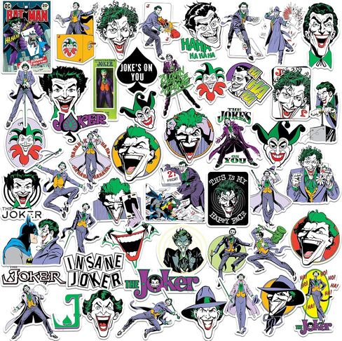 Batman Vintage Joker 50ct Vinyl Large Deluxe Stickers Variety Pack - Laptop, Water Bottle, Scrapbooking, Tablet, Skateboard, Indoor/Outdoor in Saudi Arabia