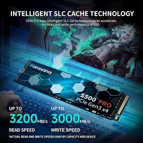 fanxiang S500 Pro 256GB NVMe SSD M.2 PCIe 3.0, Gen 3x4 2280 Internal Solid State Drive, SLC Cache 3D NAND TLC, Up to 3000MB/s, Compatible with Laptop and PC Desktops(Black) in Kuwait