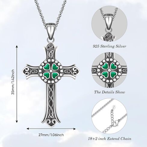 Celtic Cross Necklace for Men Women 925 Sterling Silver Irish Viking Cross Necklaces Celtic Cross Pendant Norse Jewelry Gifts Stocking Stuffer in Kuwait