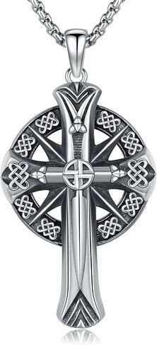 Celtic Cross Necklace for Men Women 925 Sterling Silver Irish Viking Cross Necklaces Celtic Cross Pendant Norse Jewelry Gifts Stocking Stuffer in Kuwait