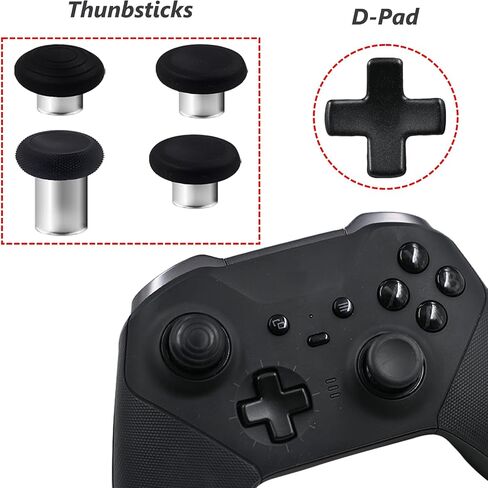 9 في 1 Elite Series 2 Core Controller Paddles لـ Xbox Elite Series 2 Core ، Elite Series 2 Controller Accessories for Xbox Elite 2 Core Controller Kits with 4 Sticks ، 4 Paddles ، 1 D-Pads (Black) in Kuwait