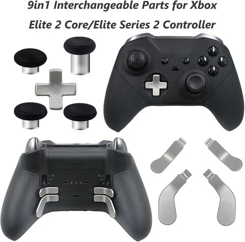 9 في 1 Elite Series 2 Core Controller Paddles لـ Xbox Elite Series 2 Core ، Elite Series 2 Controller Accessories for Xbox Elite 2 Core Controller Kits with 4 Sticks ، 4 Paddles ، 1 D-Pads (Black) in Kuwait