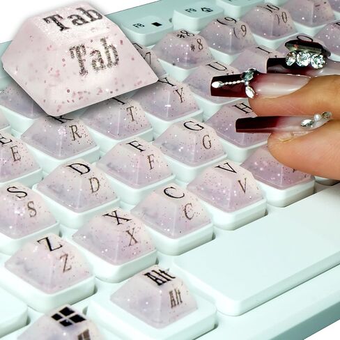 80 Pcs Self-Adhesive PC Keyboard Keys for Long Nails Typing and Gaming, ​​Anti-Damage Symbolic and Alphanumeric Keys for Nail-Art (Translucent1) in Saudi Arabia