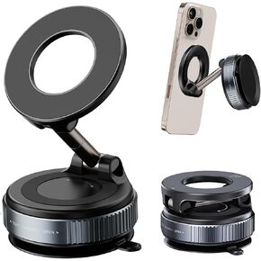 Junfire Car Phone Holder, [Phone Vacuum Mount for Car] Ultra-Stable Suction Cup, 360° Adjustable, Universal Fit for All Phones, Dashboard/Windshield Mount, Rock-Solid Grip for Drivers & Travelers