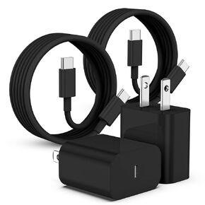 iPhone 15 16 Charger Fast Charging 2 Pack, USB C Wall Charger 6FT USBC to USBC Cable, USB C Block Wall Adapter for iPhone 16/16 Plus/16 Pro/16 Pro Max/15 Plus/15 Pro/15 Pro Max,Black 2X