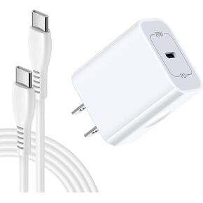 Samsung Fast Charging Type C Box Phone Charger Android for Galaxy A16 5G A15 A35 A55 S24FE S23 Ultra S22 S21 S20, 20W USB C Wall Charger Plug Block for Google Pixel 9Pro with 6FT 25W Type C to C Cable