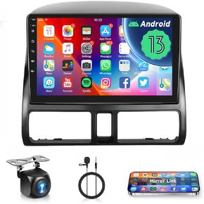 Android 13 Car Radio for Honda CRV 2002-2006, Rimoody Car Stereo GPS WiFi 9'' Touchscreen Mirror Link EQ Bluetooth FM Radio + Rear Camera