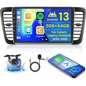 Hikity for Subaru Legacy Outback 2005 2006 2007 2008 2009(LHD) Android Car Stereo Wireless Carplay Android Auto, 2+64G 9 Inch Touchscreen Radio WiFi GPS Navigation Bluetooth FM RDS EQ Mirror Link
