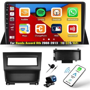لـ Honda Accord 8th 2008-2013 Radio Android 13 Car Stereo Wireless Apple Carplay Android Auto مع Bluetooth 10.1 بوصة تعمل على شاشة GPS ، HIFI/WIFI/USB/AHD كاميرا النسخ الاحتياطي+MIC
