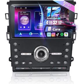 5Ghz WiFi 8 Core 4+32G Car Radio for Ford Fusion Mondeo 2013-2019 Android 12 9 Inch IPS Touch Screen Fusion Radio with Wireless Carplay Android Auto BT DSP GPS SWC Mirrorlink Backup Camera