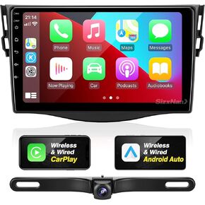 ل toyota RAV4 2006-2012 راديو متوافق مع Carplay اللاسلكي Android Auto ، سيارة ستيريو التي تعمل باللمس الشاشة التي تعمل باللمس بلوتوث متعددة الوسائط GPS 8Croe WiFi FM/AM وحدة رأس الكاميرا الخلفية الخلفية
