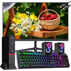 Lenovo ThinkCentre M900 Tiny Desktop Computer with 21.5" FHD Monitor, Core i5-6500T Up to 3.1 GHz, 16 GB RAM, 256GB SSD, RGB Speakers, DisplayPort, WiFi, BT Windows 10 Pro (Renewed)