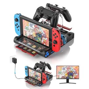Switch Switch TV Station for Nintendo Switch/Switch OLED ، الدعم مع 4K/1080P HDMI ، Switch Dock لوحدة التحكم JoyCon مع 5 فتحات الضوء ، فتحات 8 لعبة