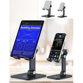 OCYCLONE 2 PCS Desk Stand (Black Tablet Stand and Black Phone Stand)