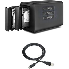 TERRAMASTER D5 Hybrid HDD NVMe Hybrid RAID Enclosure + Official USB 3.2 Type-A to Type-C Cable, Stable High-Speed Data Transfer