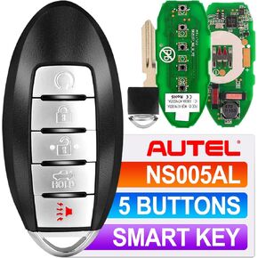 Autel MaxiIM IKEY Programmable Car Key, IKEYNS005AL Key Fob Replacement for Nissan, 5 Buttons Blank Key Work with Autel KM100(X) IM508S IM608S II, 315/415MHz, 130FT/40M Ultra-Long Range