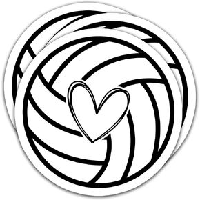 (3PCS) Volleyball with Heart Stickers, Volleyball Stickers, Volleyball Decals, Sport Stickers for Volleyball Team– Waterproof Vinyl Decal for Laptop Phones Tumblers Water Bottles, 3 x 3 Inch