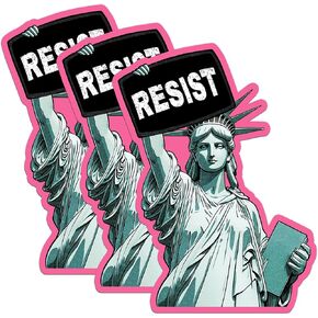 Set 3PCS 3 Inches - Statue of Liberty Holding Resist Sticker Pro Womens Rights Feminist Stickers Waterproof Vinyl Decal for Water Bottles Tumbler Laptop Hard Hat Car, Trending Gifts for Women Men
