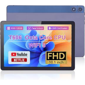 C idea 10.1 inches Tablet,Android 12.0 Tablet 8GB RAM 128GB ROM (1TB TF),1920 * 1200 Full HD Screen,8 Core Unisoc T606 CPU,2.4G/5G WiFi,8MP+13MP Camera,6000mAh Long Battery,Face Unlocked(Gray)
