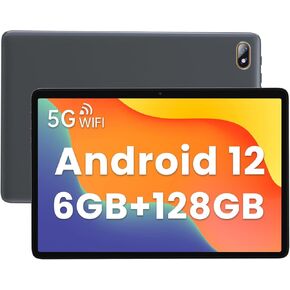 Android 12 Tablet,10.1 Inch Gaming Tablet,6GB RAM+128GB ROM+1TB Expand,2.0Ghz MTK8183 Octa-Core Processor,Long Lasting Battery,5MP Dual Camera,2.4/5G Dual Band WiFi+Bluetooth 5.0+Type-C(Gray)