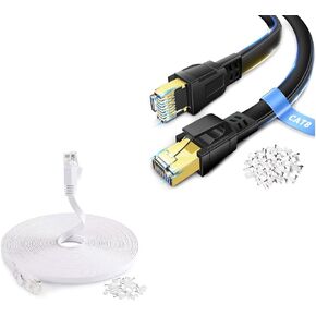 DEEGO Cat 8 Ethernet Cable 50 ft Black, Cat6 Ethernet Cable 25ft White, 2pack