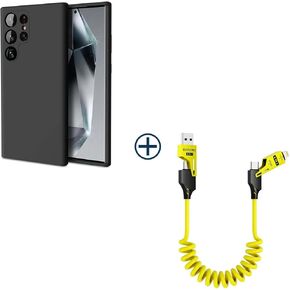 ZUSLAB Silicone Case Compatible with Samsung Galaxy S24 Ultra, 4-in-1 Lightning Cable, USB C to USB Cable, 65W Fast Charging Cable, USB C to Lightning Cord for iPhone Charger iPhone 16 15 14 Pro Max
