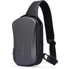 Mark Ryden Men's Hard Shell Sling Backpack with USB Charging Port, Waterproof Crossbody Bag for Travel, Gym & Commuting (Black)
